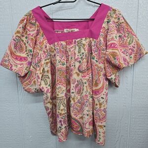 NWT XL Grace & Emma Colorful Paisley Women's Top